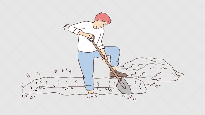 Man Digging A Grave Illustration - Graphics | Motion Array