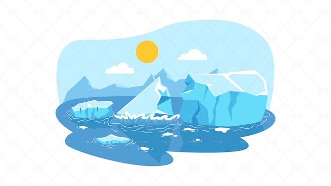 Melting Glacier Illustration - Graphics | Motion Array