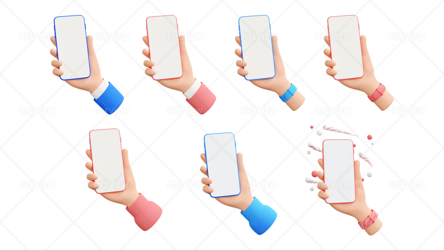 Hand holding black smartphone with empty screen in different poses on the  white background. Empty cell phone screen in hands Stock Vector | Adobe  Stock