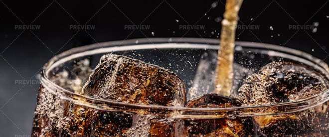 Cola Glass With Ice Cubes Stock Photo - Download Image Now - Cola
