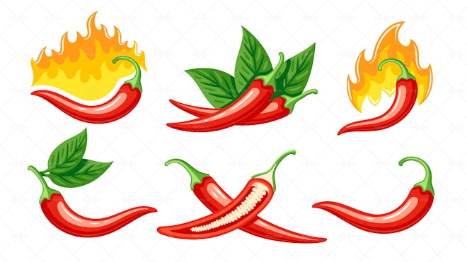 6 Red Chili Pepper Illustrations - Graphics | Motion Array