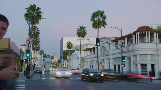 Rodeo Drive at night Beverly Hills Los Angeles California Stock