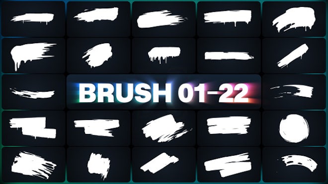 16 Paint Brush Stroke Transitions Reveal Pack Matte/ Oil Art Dust Ink  Grunge Texture/ Chalk Board, Elements Motion Graphics ft. alpha channel  animated elements & drops of black ink - Envato Elements