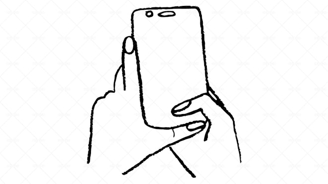 hand holding iphone drawing