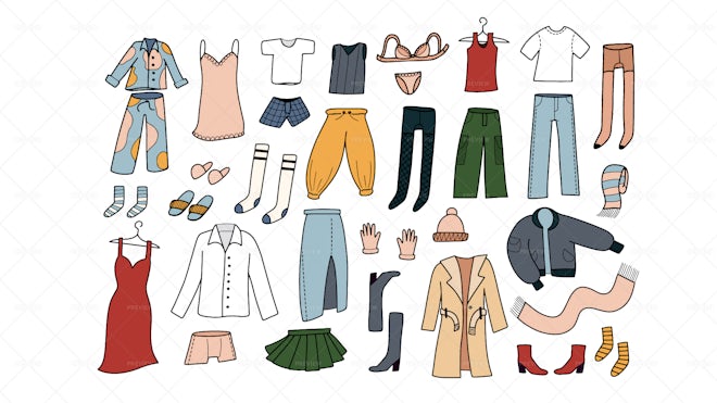 34 Doodle Clothes Illustrations - Graphics | Motion Array