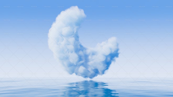 A Moon Shaped Cloud And Water Surface - Graphics