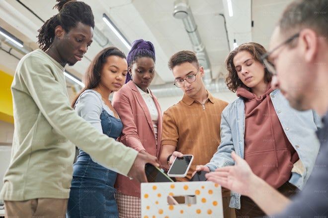 Students Putting Phones In Box - Stock Photos | Motion Array