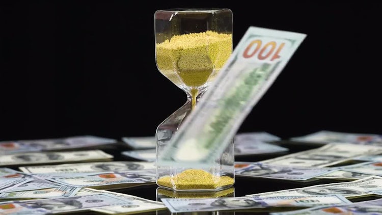 Banknotes And Hourglass: Stock Video