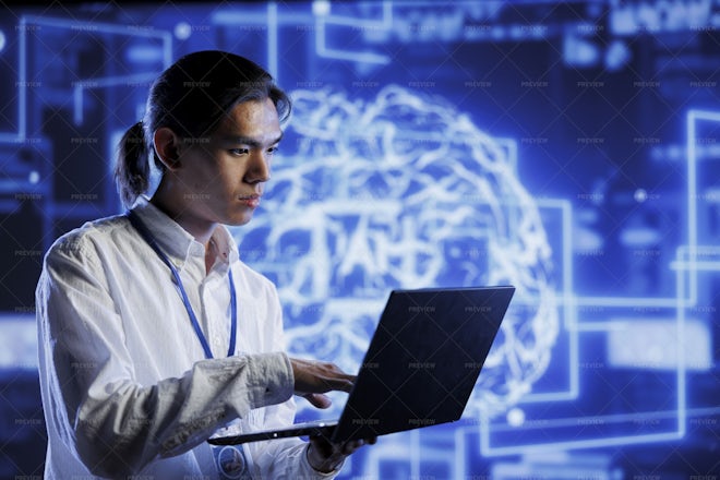 It Manager Doing Ai Simulation - Stock Photos | Motion Array