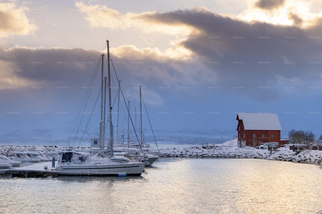 yacht in winter