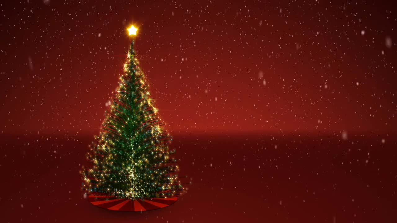 Snowing Over A Christmas Tree - Stock Motion Graphics | Motion Array