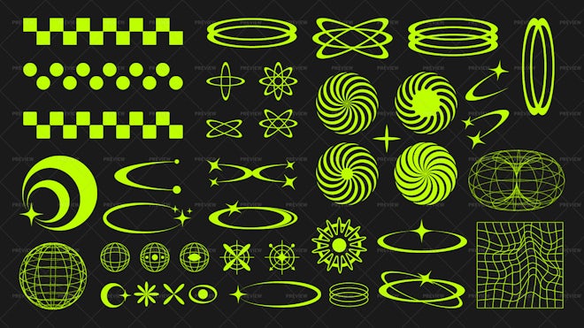 33 Cyber Y2K Sci-Fi Shapes - Graphics