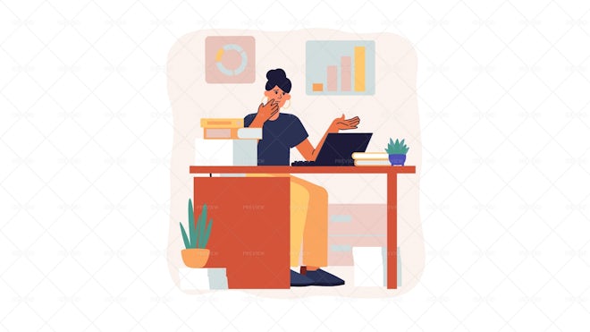 Stress At Work Illustration - Graphics 