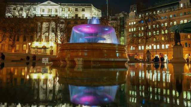 Trafalgar Square At Night: Stock Video