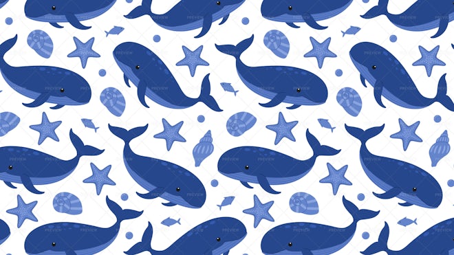 Whales Seamless Pattern - Graphics | Motion Array