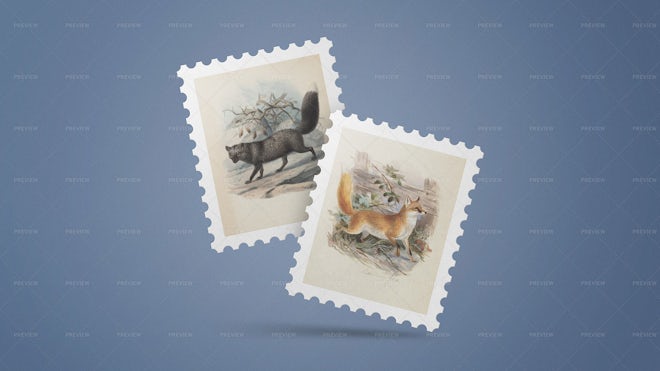 Rectangular Stamp Mockup Scene - Graphics