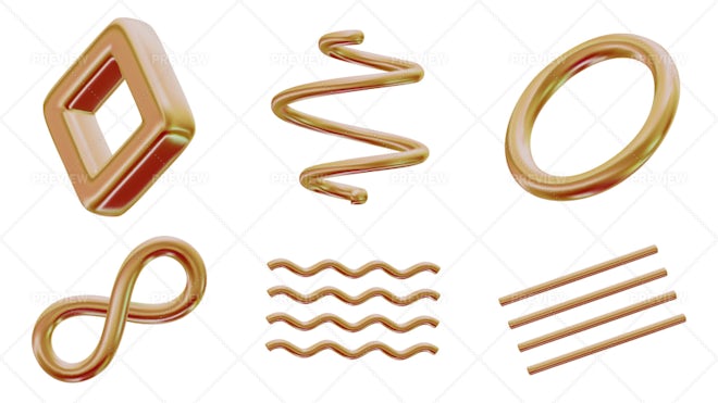 6 Gold Geometric Shapes - Graphics