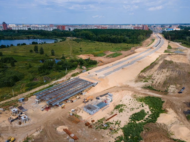 Top View Of The Bridge Construction - Stock Photos | Motion Array