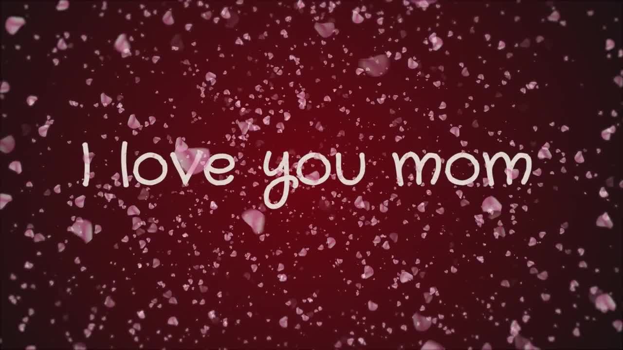 I love you mom message with red hearts from Pikwizard