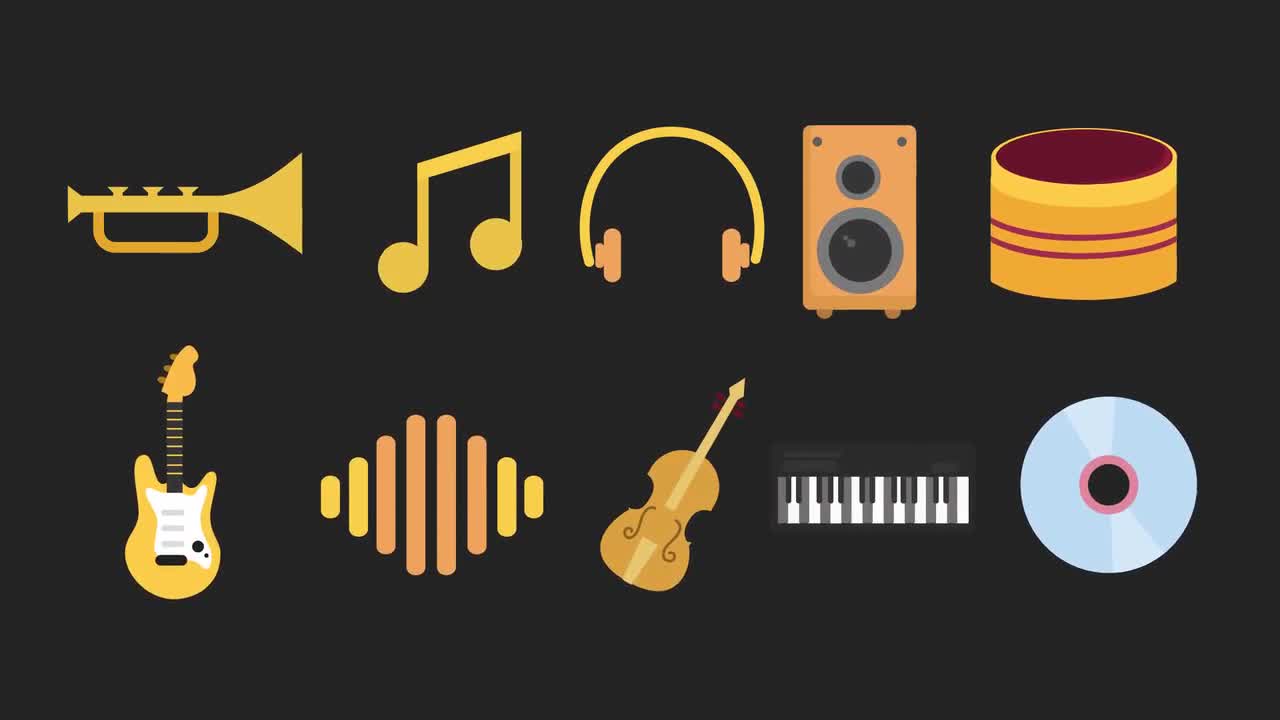 Music Animated Icons Pack - Stock Motion Graphics | Motion Array