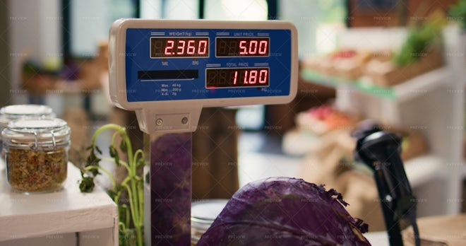 Supermarket Scale Used On Bulk Items - Stock Photos | Motion Array