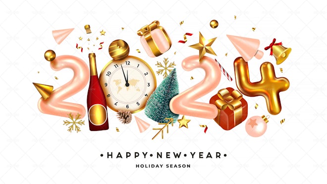 Happy New Year 2024 Banner - Graphics | Motion Array