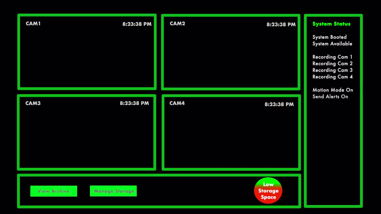 Security Cam 4View HUD Overlay Stock Motion Graphics Motion Array