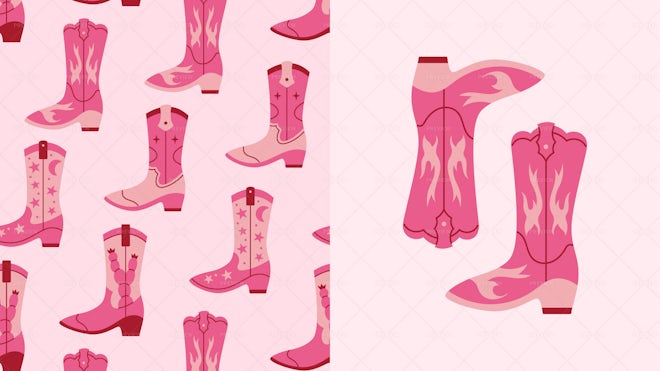 Cowgirl Boots Pattern And Illustration - Graphics | Motion Array