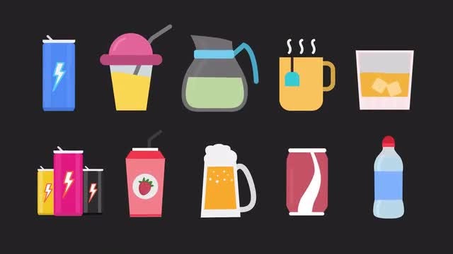 Drinks Animated Icons: Stock Motion Graphics