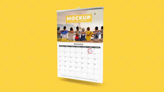 Wall Calendar Clip Branding Mockup - Graphics | Motion Array