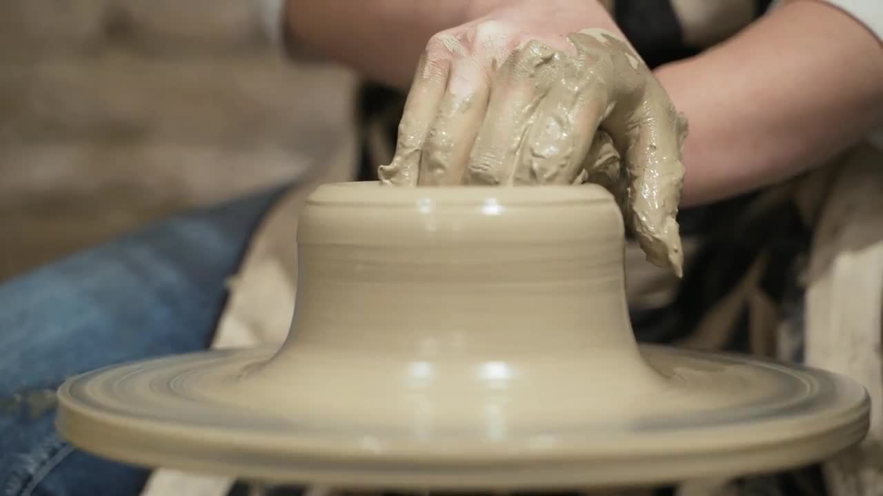 Moulding A Clay Pot Stock Video Motion Array