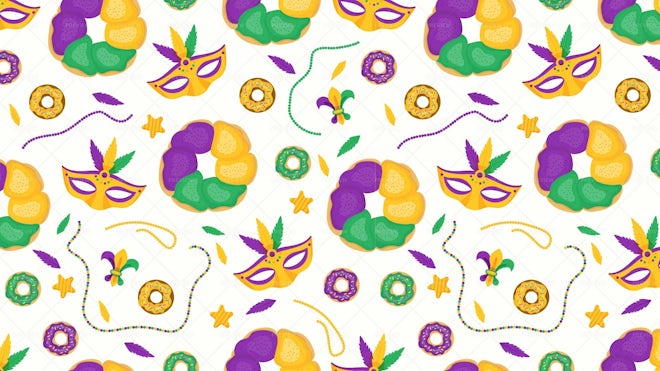 Set Of Mardi Gras Seamless Patterns Vector Backgrounds For