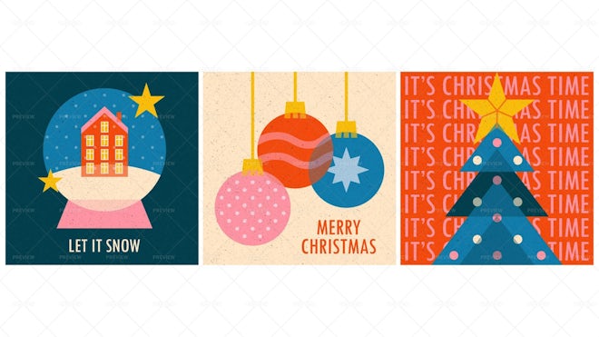 3 Colorful Christmas Cards - Graphics | Motion Array