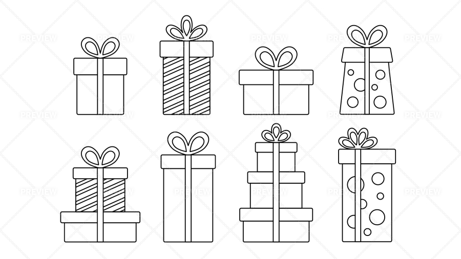 Gift box outline drawing Royalty Free Vector Image