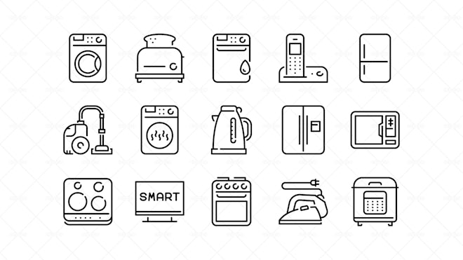 15 Kitchen Appliance Icons - Graphics | Motion Array