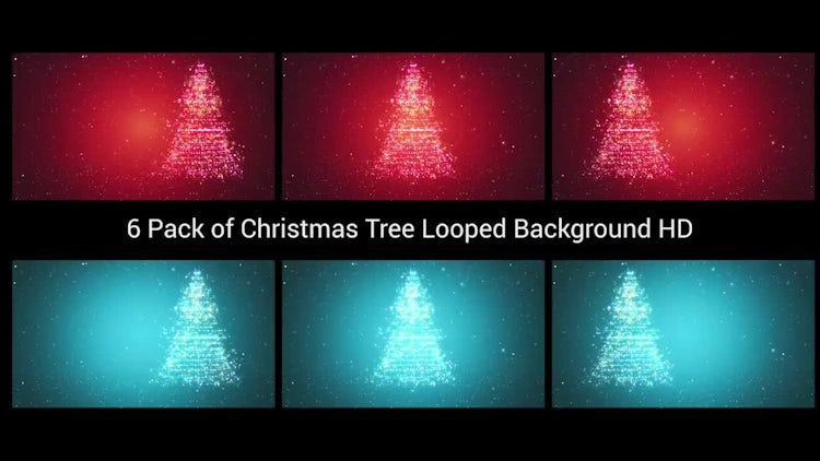6 Pack of Christmas Tree Looped Background HD: Motion Graphics