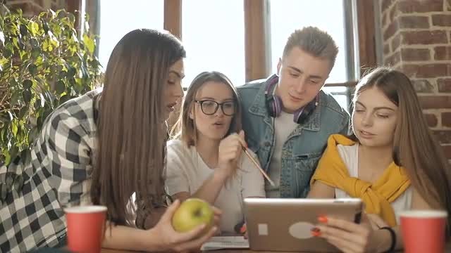 Students Discuss Group Work: Stock Video