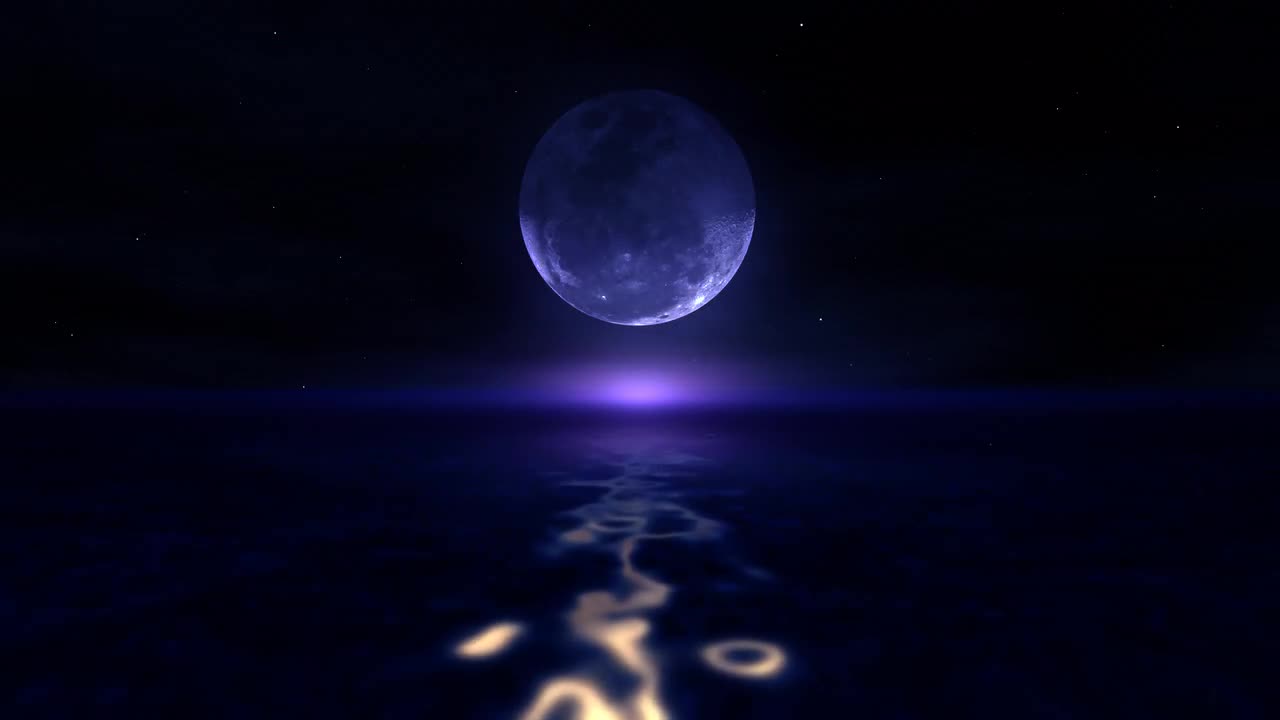 Blue Moon Over The Ocean Stock Motion Graphics Motion Array