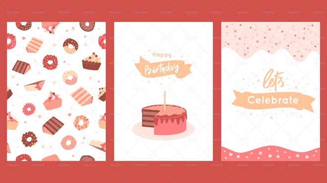 3 Birthday Card Templates And Pattern - Graphics | Motion Array