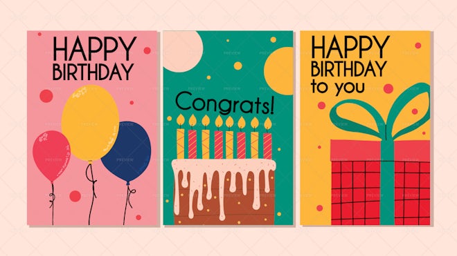 3 Birthday Card Templates - Graphics | Motion Array