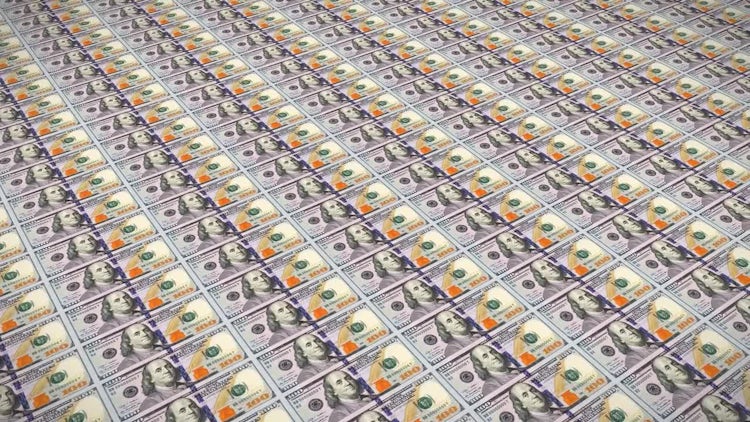 100 Dollar Bills Loop v3 : Motion Graphics