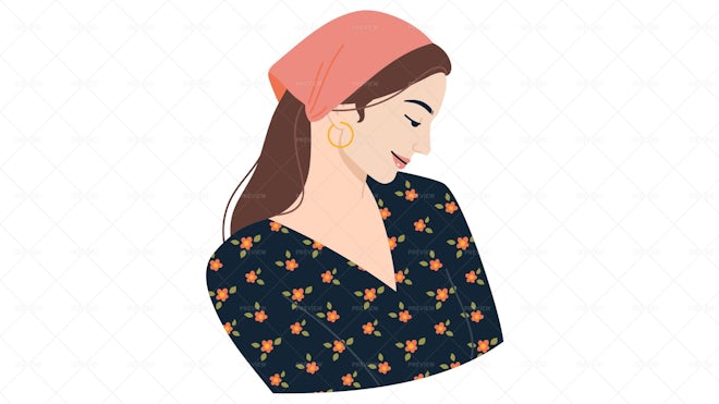 Woman With Headscarf Illustration - Graphics | Motion Array