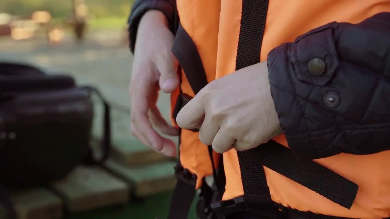 Putting On A Lifevest Stock Video Motion Array