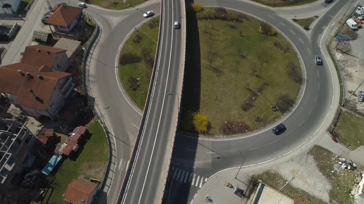 Aerial View Of Roundabout: Stock Video