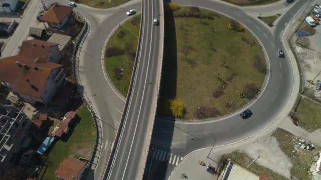 Aerial View Of Roundabout: Stock Video