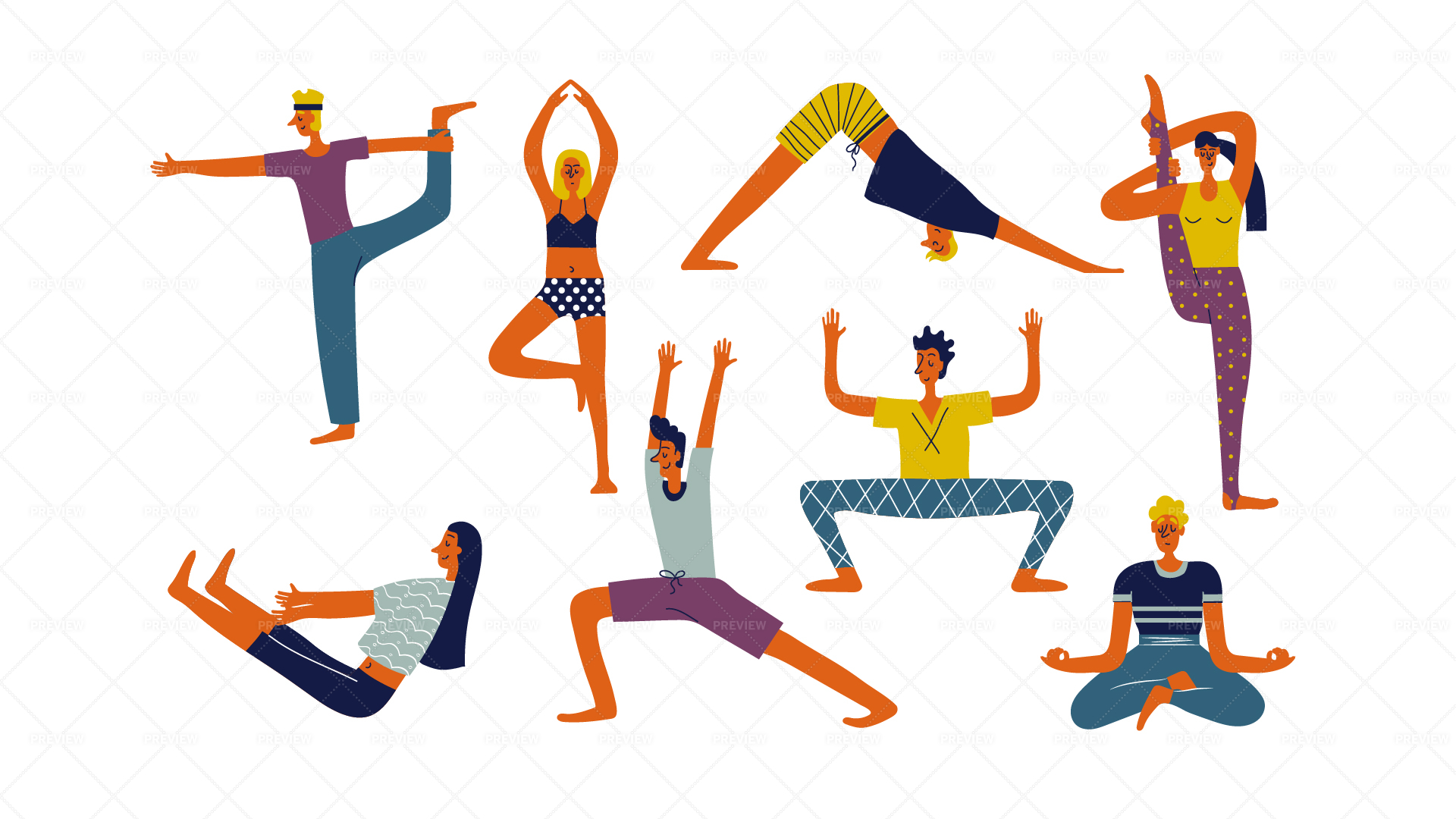 8 yoga poses for strong arms and core Royalty Free Vector