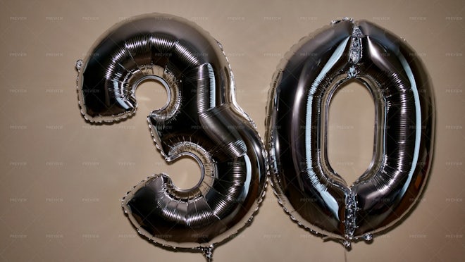 Number 30 Shaped Balloons - Stock Photos | Motion Array