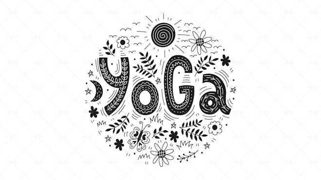 Yoga Doodle Lettering Sticker - Graphics | Motion Array