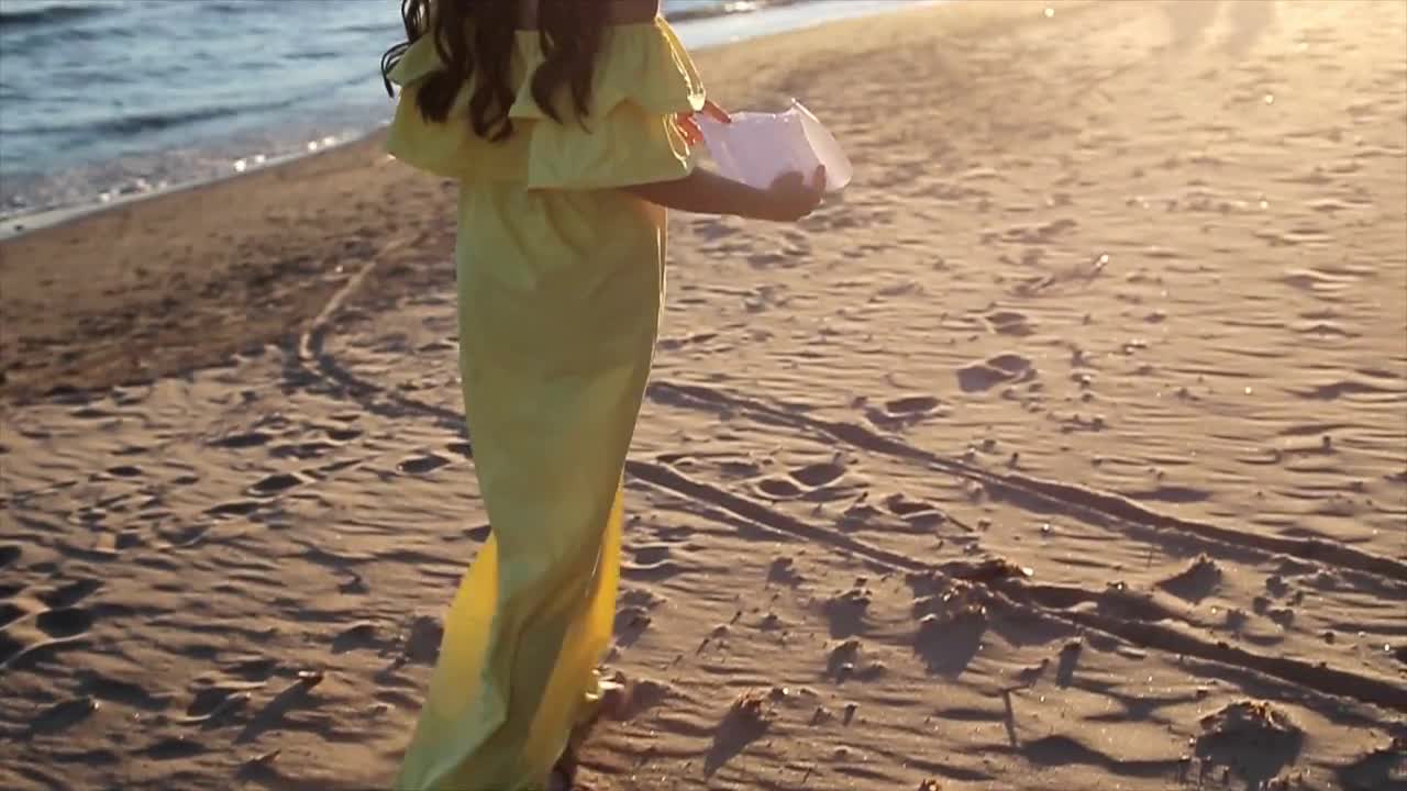 girl walking on beach