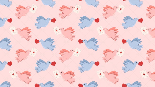 Love letters, hearts and arrows Seamless Valentine's Pattern